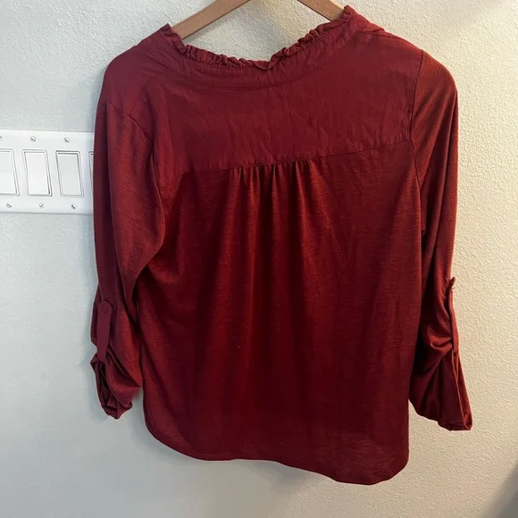 Anthropologie Porridge Aidan V-Neck Roll Tab Sleeves Pullover Blouse Top Small - Picture 4 of 4